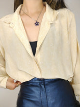 Load image into Gallery viewer, The Light Silk | Vintage silk blouse abstract print pattern light yellow long sleeve M
