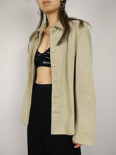 Load image into Gallery viewer, The Moonshine Suede | Vintage real suede leather jacket coat off white beige blazer S
