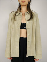 Load image into Gallery viewer, The Moonshine Suede | Vintage real suede leather jacket coat off white beige blazer S
