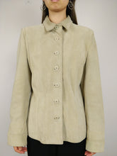 Load image into Gallery viewer, The Moonshine Suede | Vintage real suede leather jacket coat off white beige blazer S
