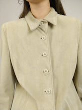 Load image into Gallery viewer, The Moonshine Suede | Vintage real suede leather jacket coat off white beige blazer S
