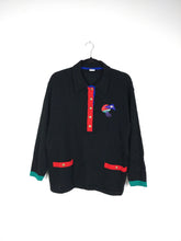 Load image into Gallery viewer, The Black 80s Knit | Vintage wool mix knit sweater embroidery black red blue green polo collar M
