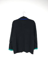 Load image into Gallery viewer, The Black 80s Knit | Vintage wool mix knit sweater embroidery black red blue green polo collar M
