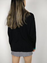 Load image into Gallery viewer, The Black 80s Knit | Vintage wool mix knit sweater embroidery black red blue green polo collar M
