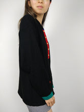 Load image into Gallery viewer, The Black 80s Knit | Vintage wool mix knit sweater embroidery black red blue green polo collar M
