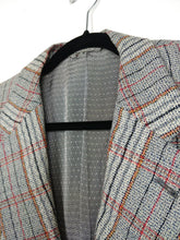 Load image into Gallery viewer, The Grey Checker Blazer | Vintage grey checkered red blazer jacket S
