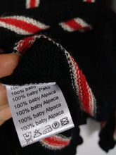 Load image into Gallery viewer, The Black Lacoste | Vintage sweater alpaca wool knit black red stripe V neck college designer M
