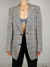 Load image into Gallery viewer, The Grey Checker Blazer | Vintage grey checkered red blazer jacket S
