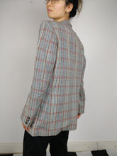 Load image into Gallery viewer, The Grey Checker Blazer | Vintage grey checkered red blazer jacket S
