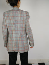 Load image into Gallery viewer, The Grey Checker Blazer | Vintage grey checkered red blazer jacket S
