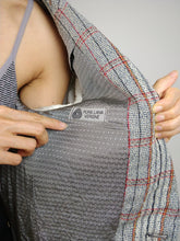 Load image into Gallery viewer, The Grey Checker Blazer | Vintage grey checkered red blazer jacket S

