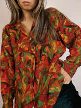 Load image into Gallery viewer, The Red Earth | Vintage shirt blouse abstract print pattern long sleeve red orange brown M
