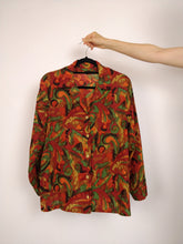 Load image into Gallery viewer, The Red Earth | Vintage shirt blouse abstract print pattern long sleeve red orange brown M
