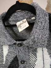 Load image into Gallery viewer, The Black White Rocks | Vintage wool mix knit sweater polo collar abstract pattern men unisex XL
