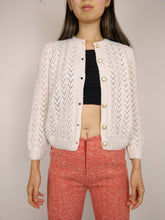 Load image into Gallery viewer, The Marshmallow Knit | Vintage white pink knit sweater cardigan top plain XS-S
