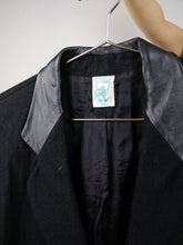 Load image into Gallery viewer, The Black Wool Blazer | Vintage wool black leather collar blazer jacket S-M
