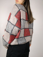 Load image into Gallery viewer, The Beige Checker Knit | Vintage wool mix knit sweater red beige square check pattern Rolly Go S-M
