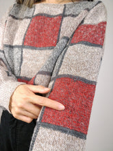 Load image into Gallery viewer, The Beige Checker Knit | Vintage wool mix knit sweater red beige square check pattern Rolly Go S-M
