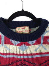 Load image into Gallery viewer, The Spitfire Knit Sweater | Vintage wool mix knit sweater pullover Icelandic Nordic Norwegian pattern jumper red blue women men unisex L
