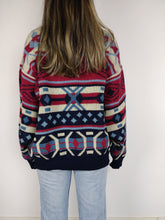Load image into Gallery viewer, The Spitfire Knit Sweater | Vintage wool mix knit sweater pullover Icelandic Nordic Norwegian pattern jumper red blue women men unisex L
