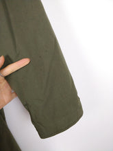 Load image into Gallery viewer, The Khaki Teddy Trench | Vintage trench coat jacket green khaki faux fur teddy sherpa lining winter S

