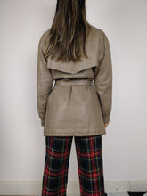 Load image into Gallery viewer, The Beige Leather Trench | Vintage leather jacket coat mid length grey beige brown S
