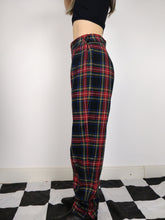 Load image into Gallery viewer, The Red Tartan Pants | Vintage wool plaid checkered pattern high waist red black winter long trouser S
