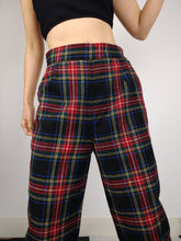 Load image into Gallery viewer, The Red Tartan Pants | Vintage wool plaid checkered pattern high waist red black winter long trouser S
