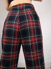 Load image into Gallery viewer, The Red Tartan Pants | Vintage wool plaid checkered pattern high waist red black winter long trouser S
