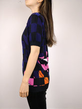 Load image into Gallery viewer, The Raf Simons x Fred Perry Polo | Vintage designer polo knit checkered black pink purple pattern lips kiss short sleeve shirt top S-M
