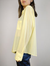 Load image into Gallery viewer, The Yellow Marlboro Shirt | Vintage blouse Marlboro plain pastel yellow sheer transparent L
