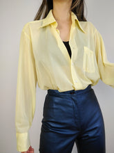 Load image into Gallery viewer, The Yellow Marlboro Shirt | Vintage blouse Marlboro plain pastel yellow sheer transparent L
