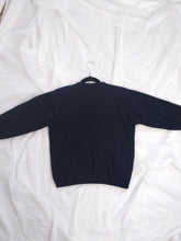 Load image into Gallery viewer, The Blue Bears Cardigan | Vintage wool embroidery cute knit sweater short 3/4 sleeves winter animal navy XS
