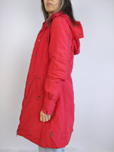 Load image into Gallery viewer, The Red Moncler Down Jacket | Preloved designer Moncler winter parka coat red snow hoodie size 1 XS-S
