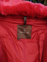 Load image into Gallery viewer, The Red Moncler Down Jacket | Preloved designer Moncler winter parka coat red snow hoodie size 1 XS-S
