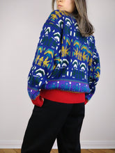 Load image into Gallery viewer, The Purple Pattern Knit | Vintage wool sweater pullover abstract pattern knitted jumper blue red M
