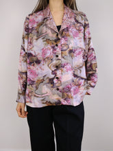 Load image into Gallery viewer, The Pink Dream Blouse | Vintage shirt crazy pattern shiny smooth satin long sleeve M
