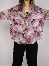 Load image into Gallery viewer, The Pink Dream Blouse | Vintage shirt crazy pattern shiny smooth satin long sleeve M
