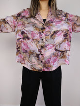 Lade das Bild in den Galerie-Viewer, Die rosa Traumbluse | Vintage-Hemd mit verrücktem Muster, glänzender, glatter Satin, langärmlig, M
