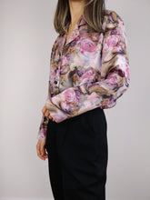 Load image into Gallery viewer, The Pink Dream Blouse | Vintage shirt crazy pattern shiny smooth satin long sleeve M
